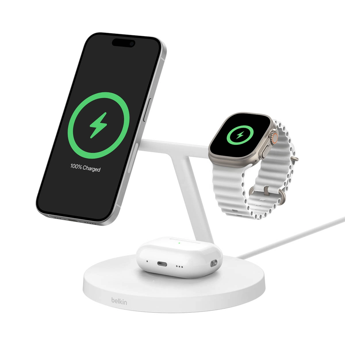 Ładowarka indukcyjna Belkin BoostCharge Pro MagSafe 3w1 QI2 15W Biały WIZ032KQWH