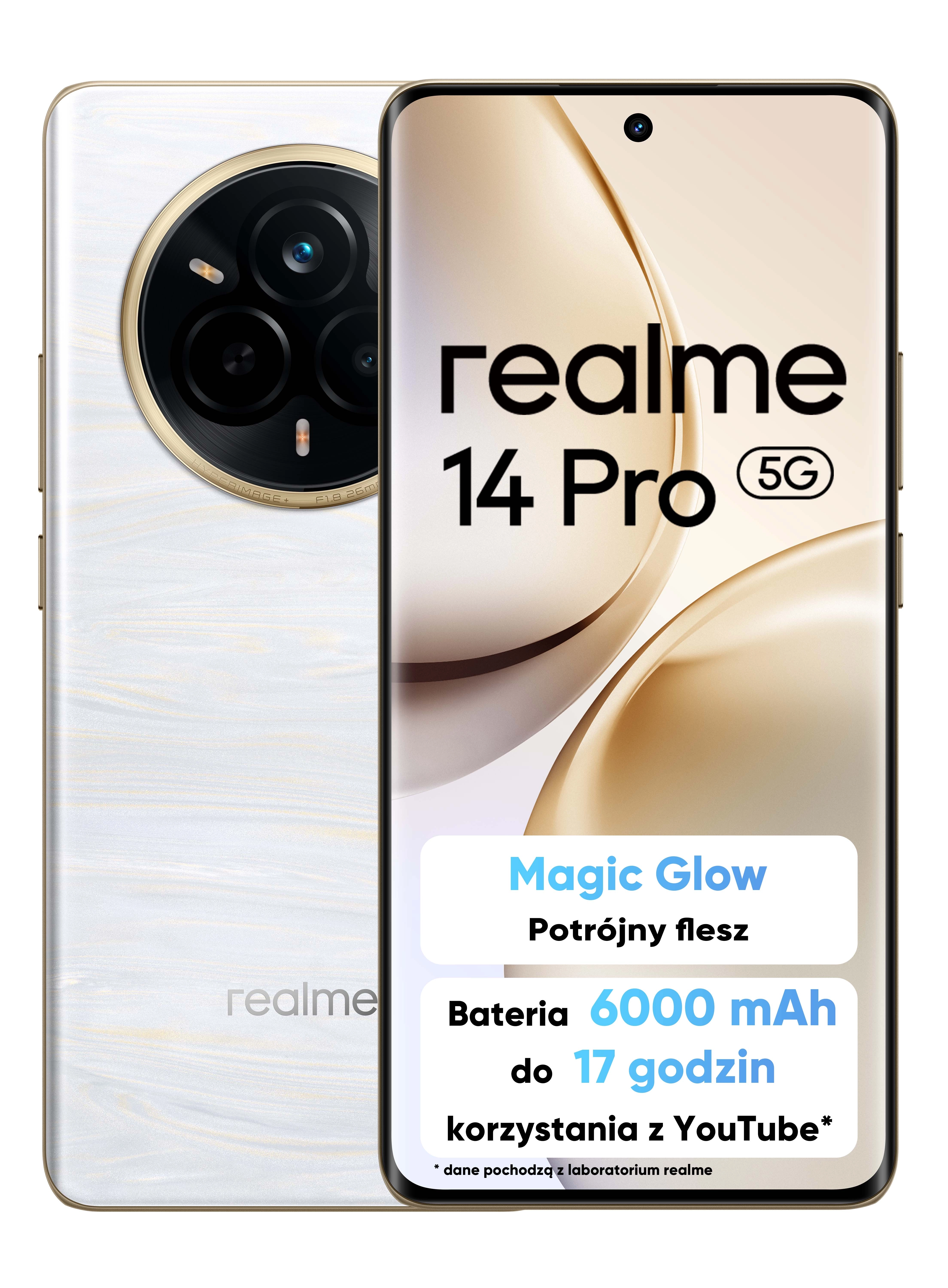 Smartfon realme 14 Pro 5G 8/256GB Funkcje AI 6,77" 120Hz 50Mpix Perłowy