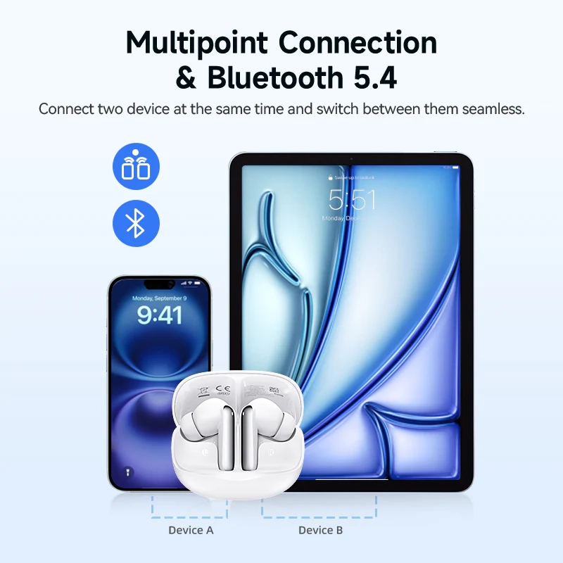 Słuchawki bezprzewodowe QCY MeloBuds N50 (HT12) Dokanałowe Bluetooth 5.4 Biały
