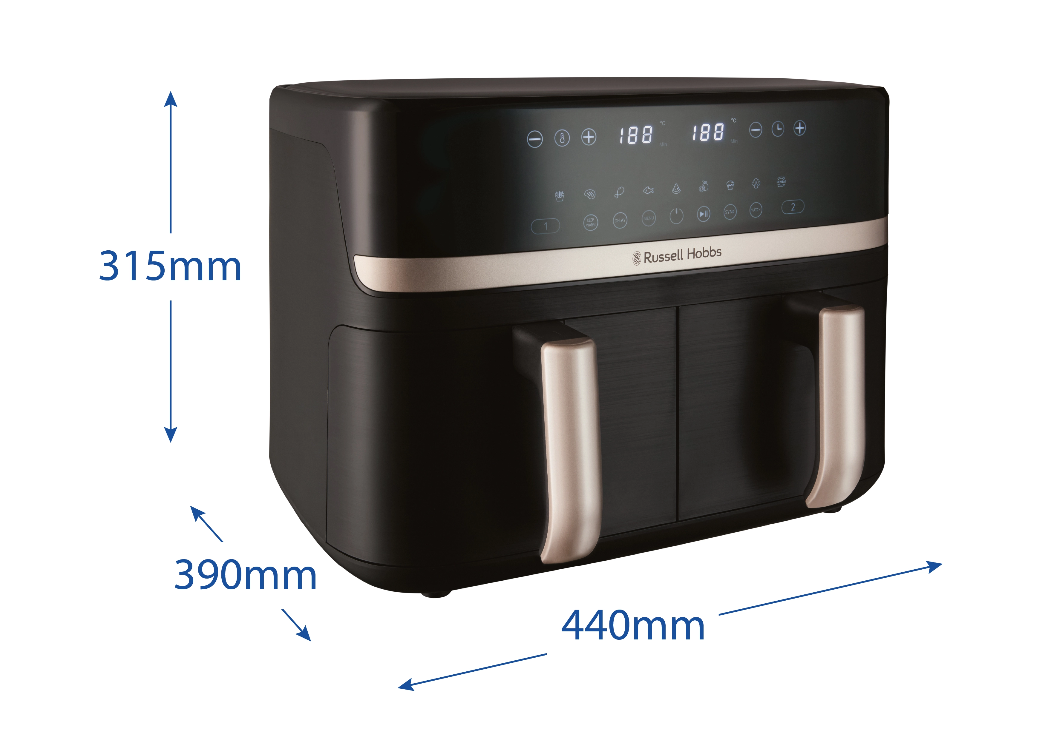 Frytkownica beztłuszczowa Russell Hobbs Satis Fry DualBaske 27680-56 2800W 9l