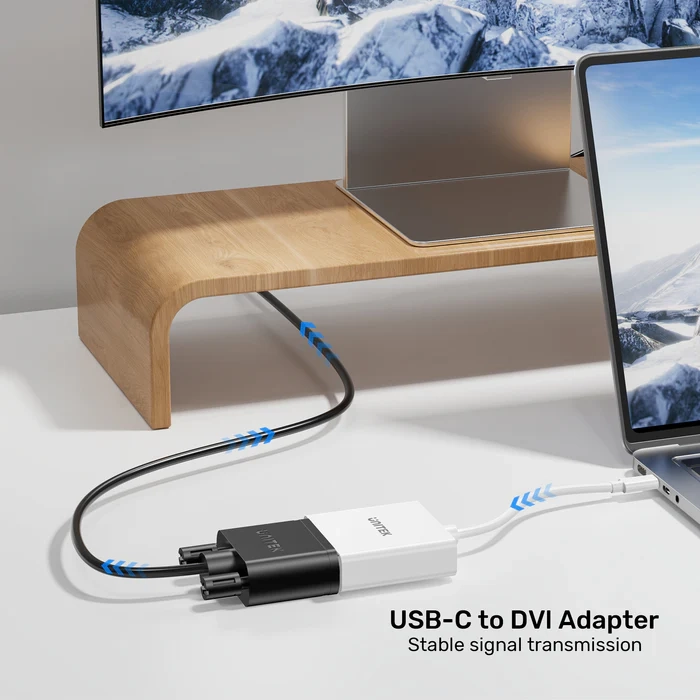 Adapter Unitek V1429A01 USB-C na DVI 1080P@60Hz, Biały, 15cm