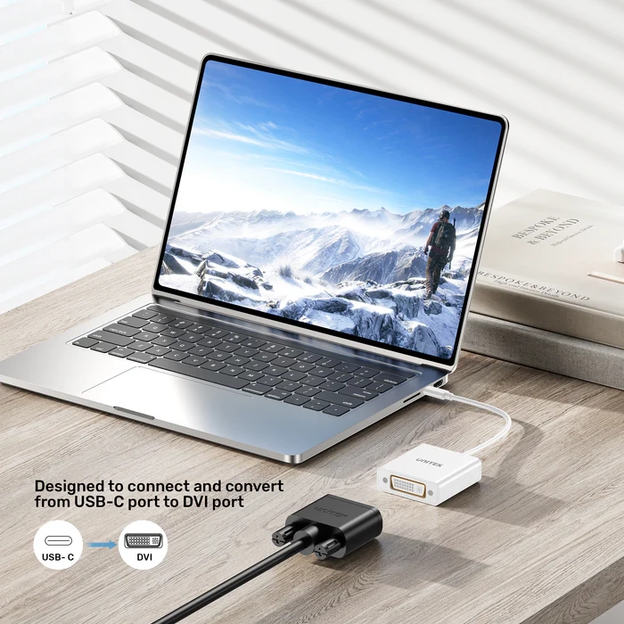 Adapter Unitek V1429A01 USB-C na DVI 1080P@60Hz, Biały, 15cm