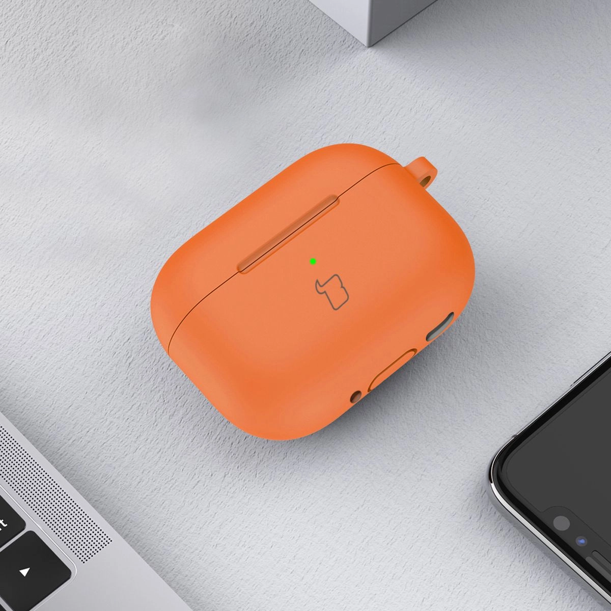 Etui na słuchawki Bizon Case Headphone Silicone do AirPods 4 Pomarańczowy