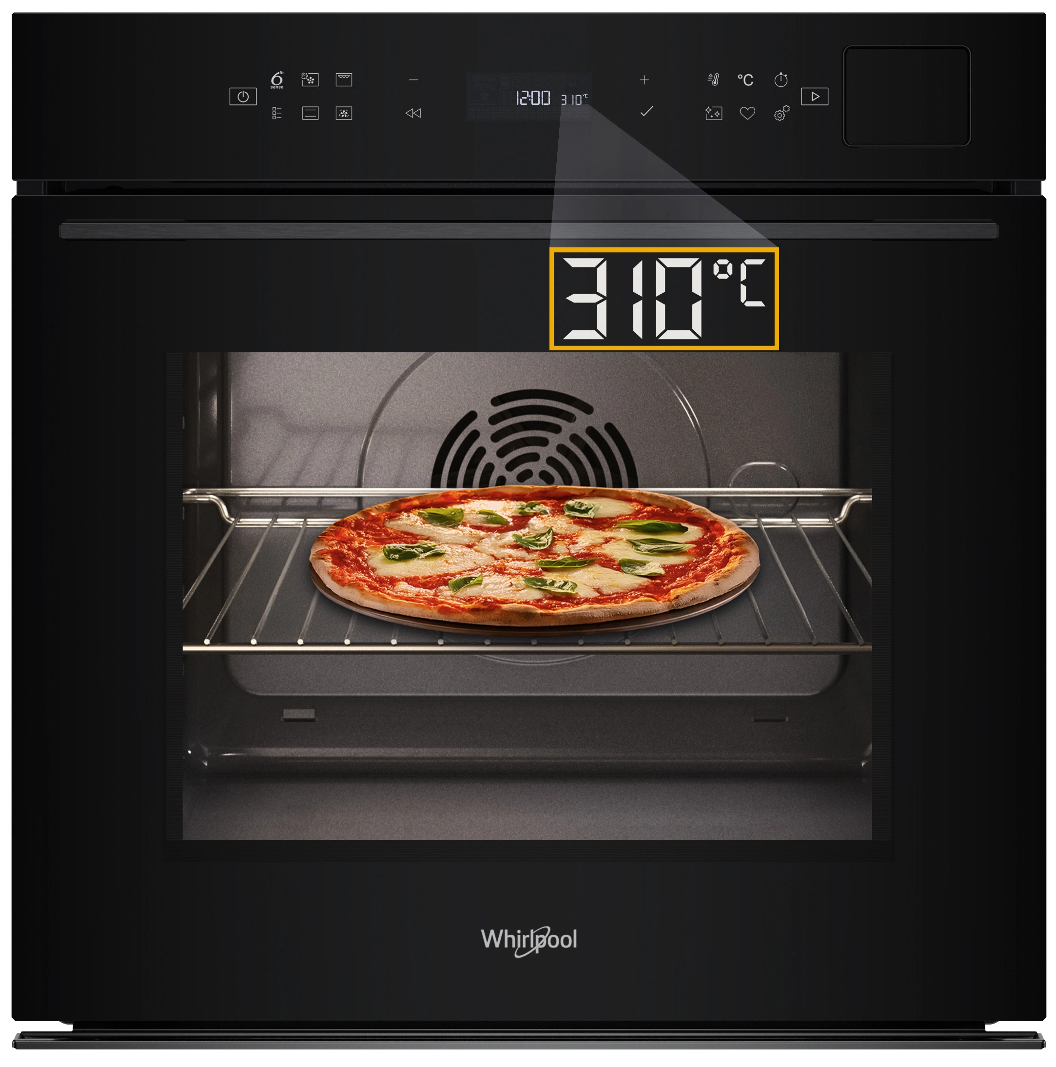 Whirlpool WOI7A8FHT2SBA Funkcje AI Pizza 310C Termoobieg Termosonda AirFry Czarny