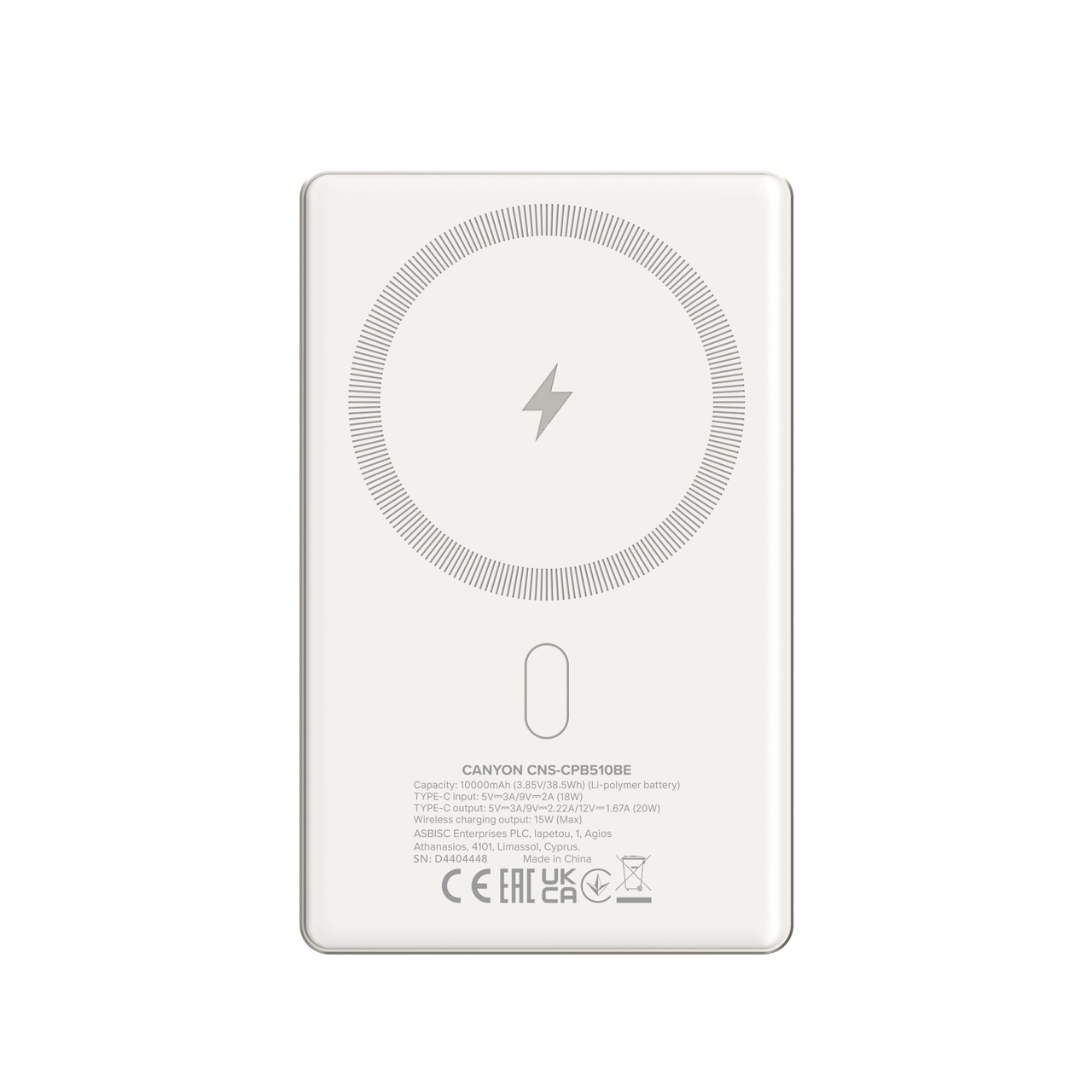 Powerbank Canyon OnPower 510 Magsafe 10000mAh PD 20W Beżowy