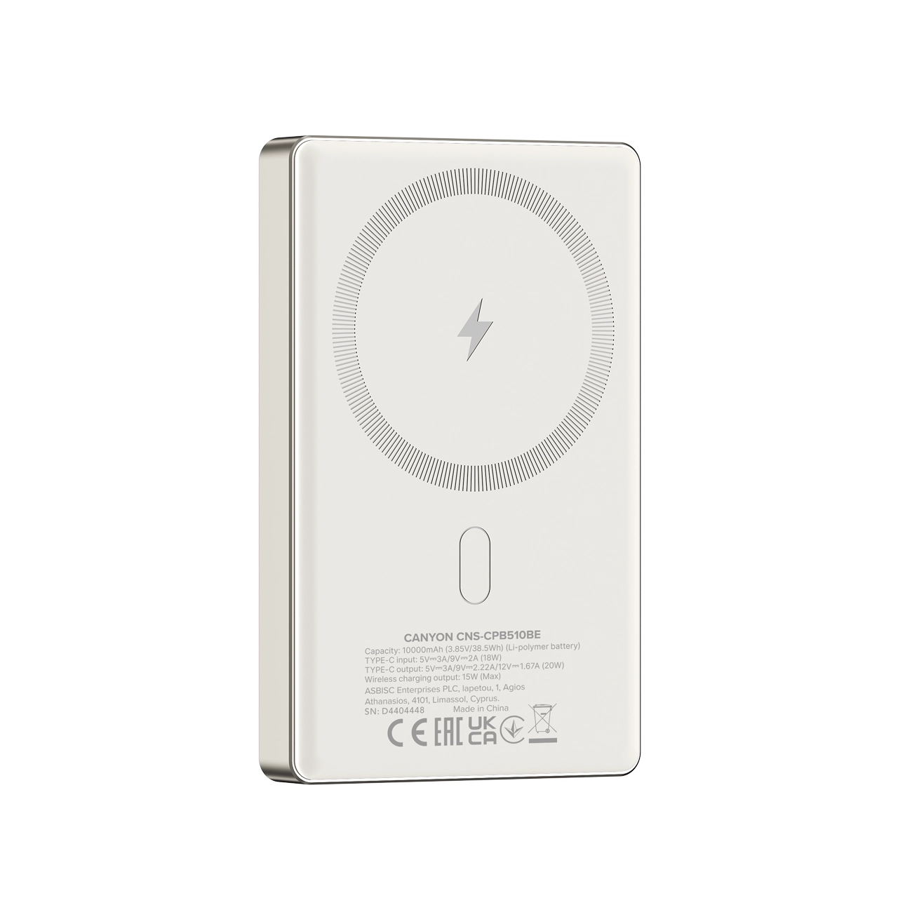Powerbank Canyon OnPower 510 Magsafe 10000mAh PD 20W Beżowy