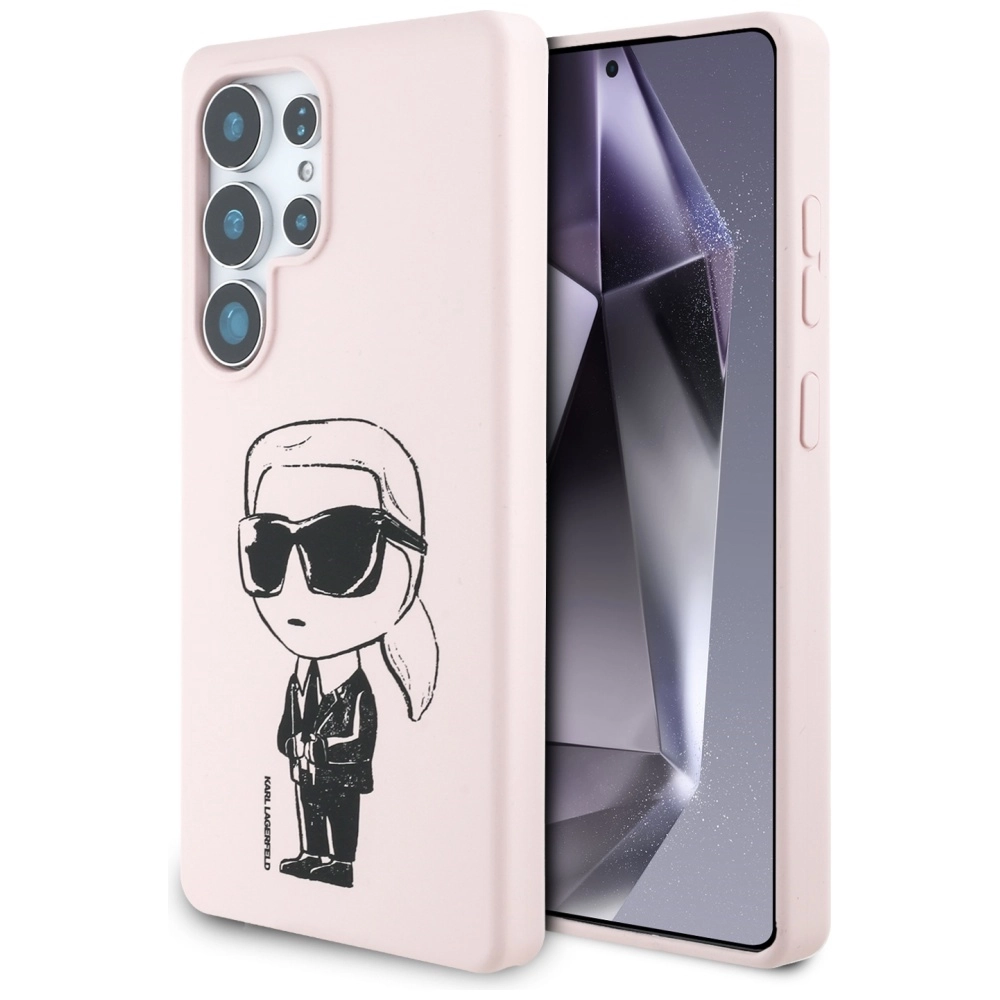 Etui Karl Lagerfeld Silicone Graffiti Ikonik Printed Logo MagSafe do Galaxy S25 Ultra Różowy