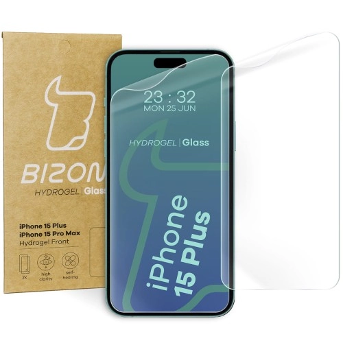 Folia hydrożelowa Bizon na ekran Hydrogel Front do iPhone 15 Plus/15 Pro Max 2 sztuki