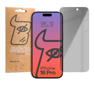 Szkło hartowane Bizon prywatyzujące Clear Shadow do iPhone 16 Pro Przyciemniane