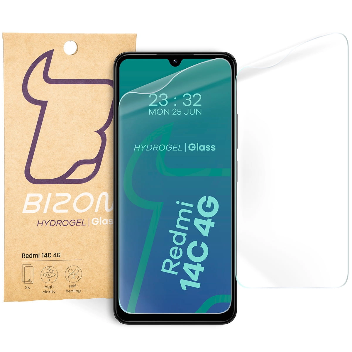 Folia hydrożelowa Bizon na ekran Hydrogel Front do Xiaomi Redmi 14C 4G/POCO C75 2 sztuki