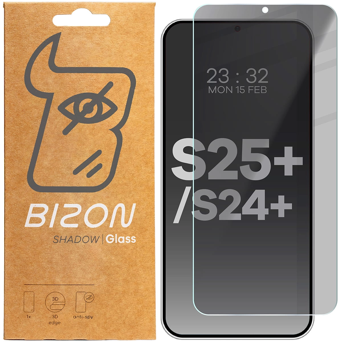 Szkło hartowane Bizon prywatyzujące Clear Shadow do Galaxy S25 Plus/S24 Plus Przyciemniane
