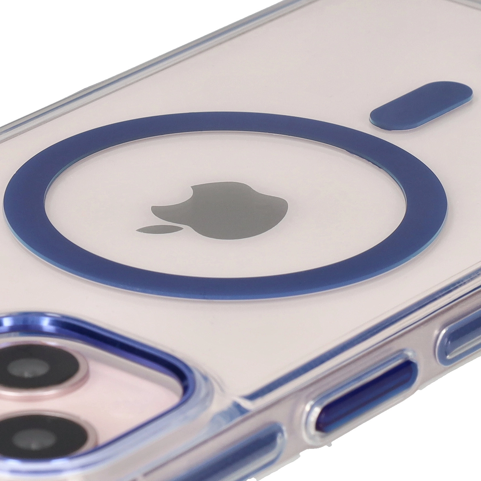 Etui Bizon Marco z MagSafe do iPhone 14/13 Przezroczyste z niebieską ramką