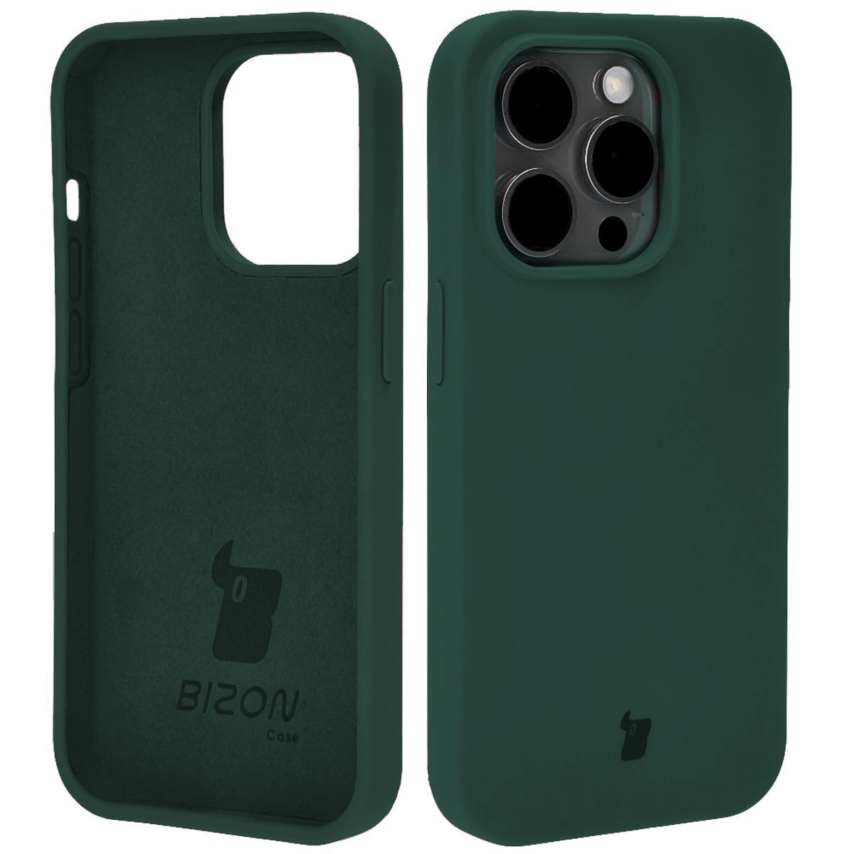 Etui Bizon Silikonowe Soft do iPhone 14 Pro Ciemnozielony