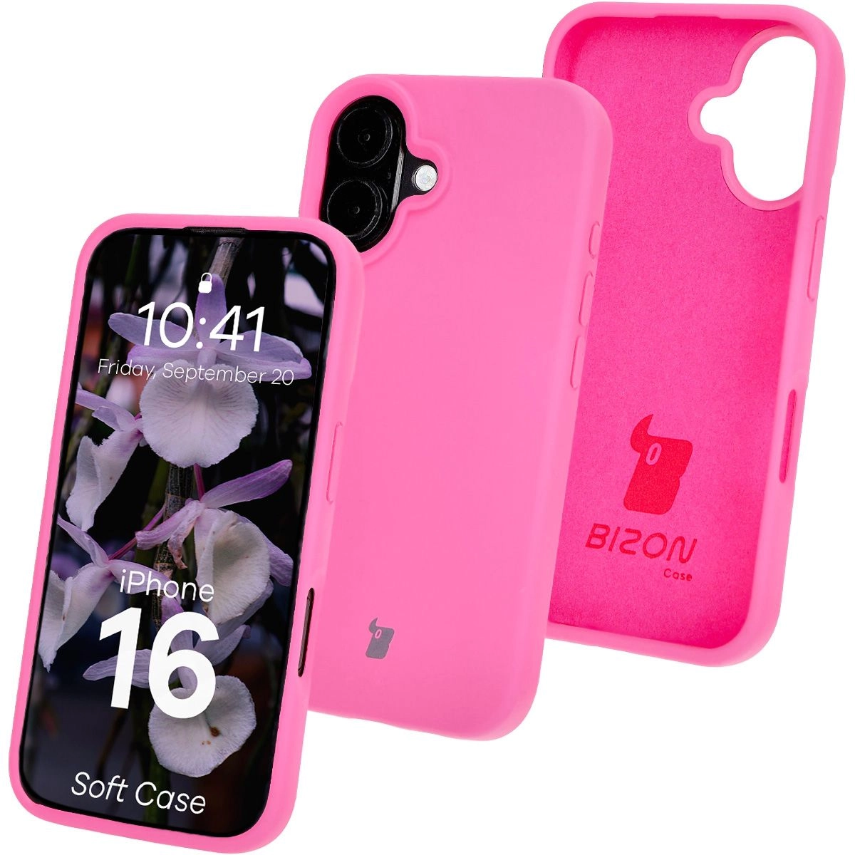Etui Bizon Silikonowe Soft do iPhone 16 Fuksja