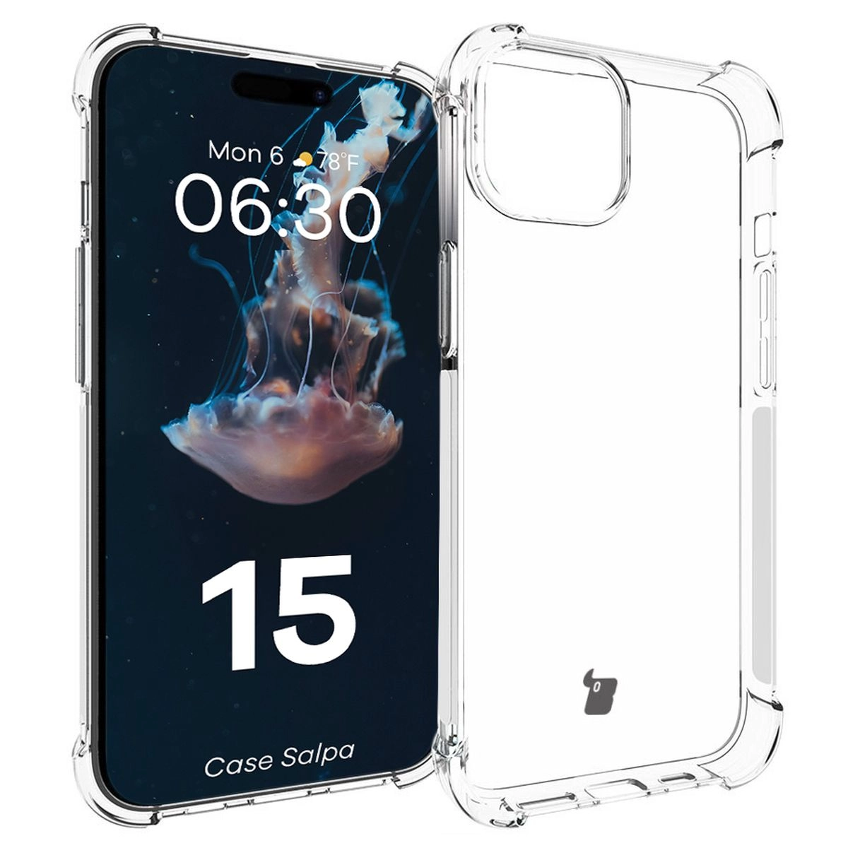Etui Bizon Elastyczne Salpa do iPhone 15 Przezroczysty