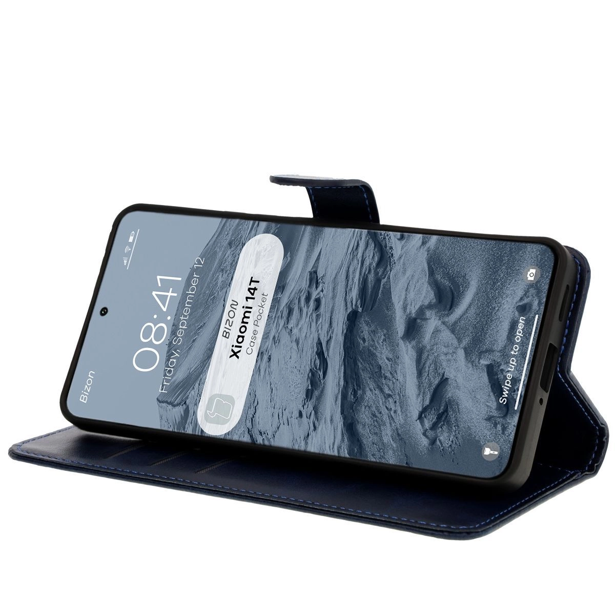 Etui Bizon z klapką Pocket do Xiaomi 14T Granatowy