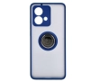 Etui Bizon z uchwytem na palec Hybrid Ring do Motorola Edge 40 Neo Przydymione z granatową ramką