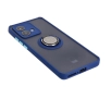 Etui Bizon z uchwytem na palec Hybrid Ring do Motorola Edge 40 Neo Przydymione z granatową ramką