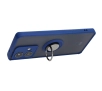 Etui Bizon z uchwytem na palec Hybrid Ring do Motorola Edge 40 Neo Przydymione z granatową ramką
