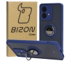Etui Bizon z uchwytem na palec Hybrid Ring do Motorola Edge 40 Neo Przydymione z granatową ramką