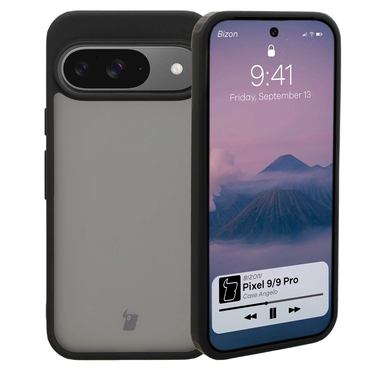 Etui Bizon Angelo do Google Pixel 9 / 9 Pro Przydymione z czarną ramką