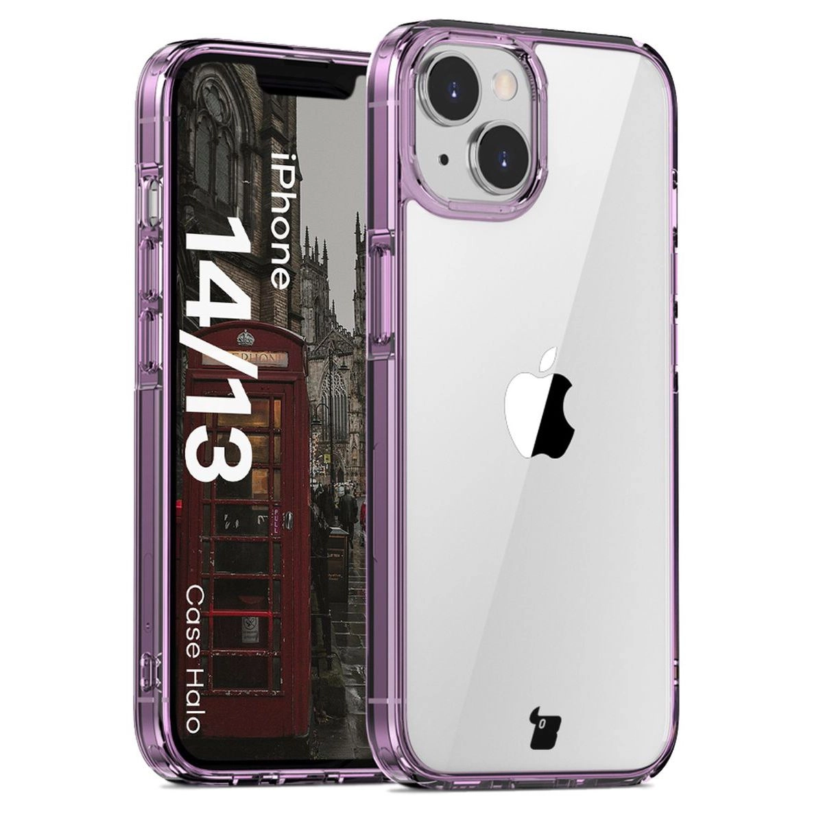 Etui Bizon Halo do iPhone 14 / 13 Przezroczysto-fioletowe