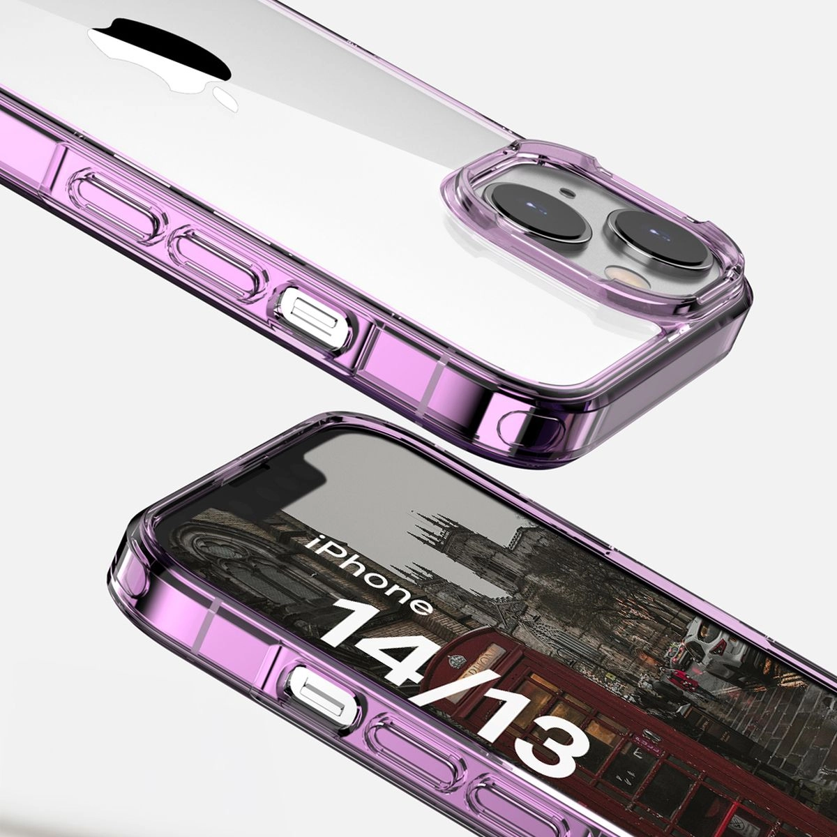 Etui Bizon Halo do iPhone 14 / 13 Przezroczysto-fioletowe