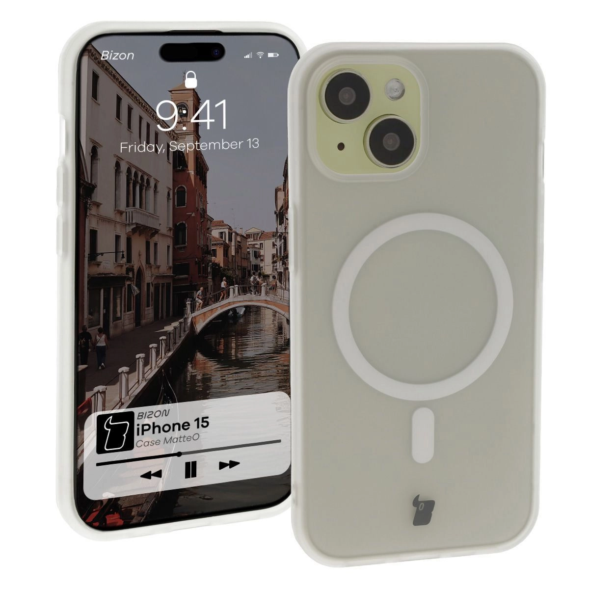 Etui Bizon MatteO z MagSafe do iPhone 15 Półprzezroczyste