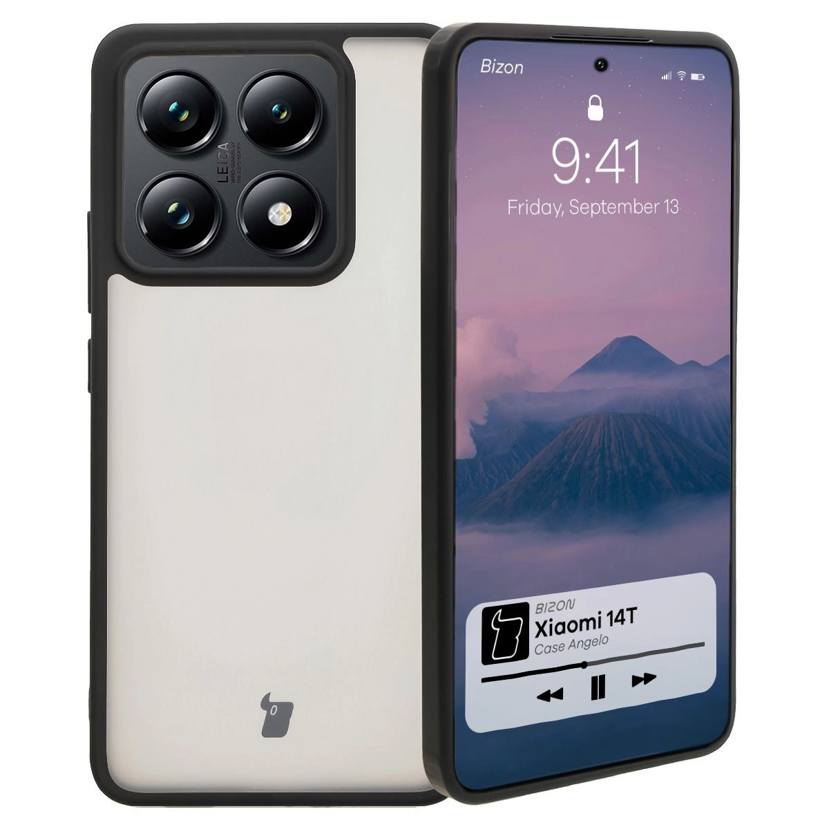 Etui Bizon Angelo do Xiaomi 14T Przydymione z czarną ramką