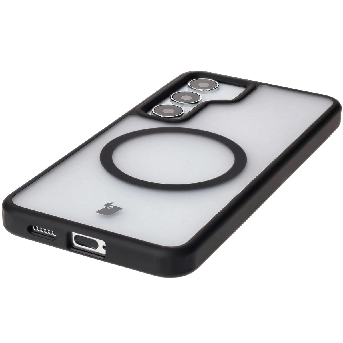 Etui Bizon MatteO z MagSafe do Galaxy S24 Półprzezroczyste z czarną ramką