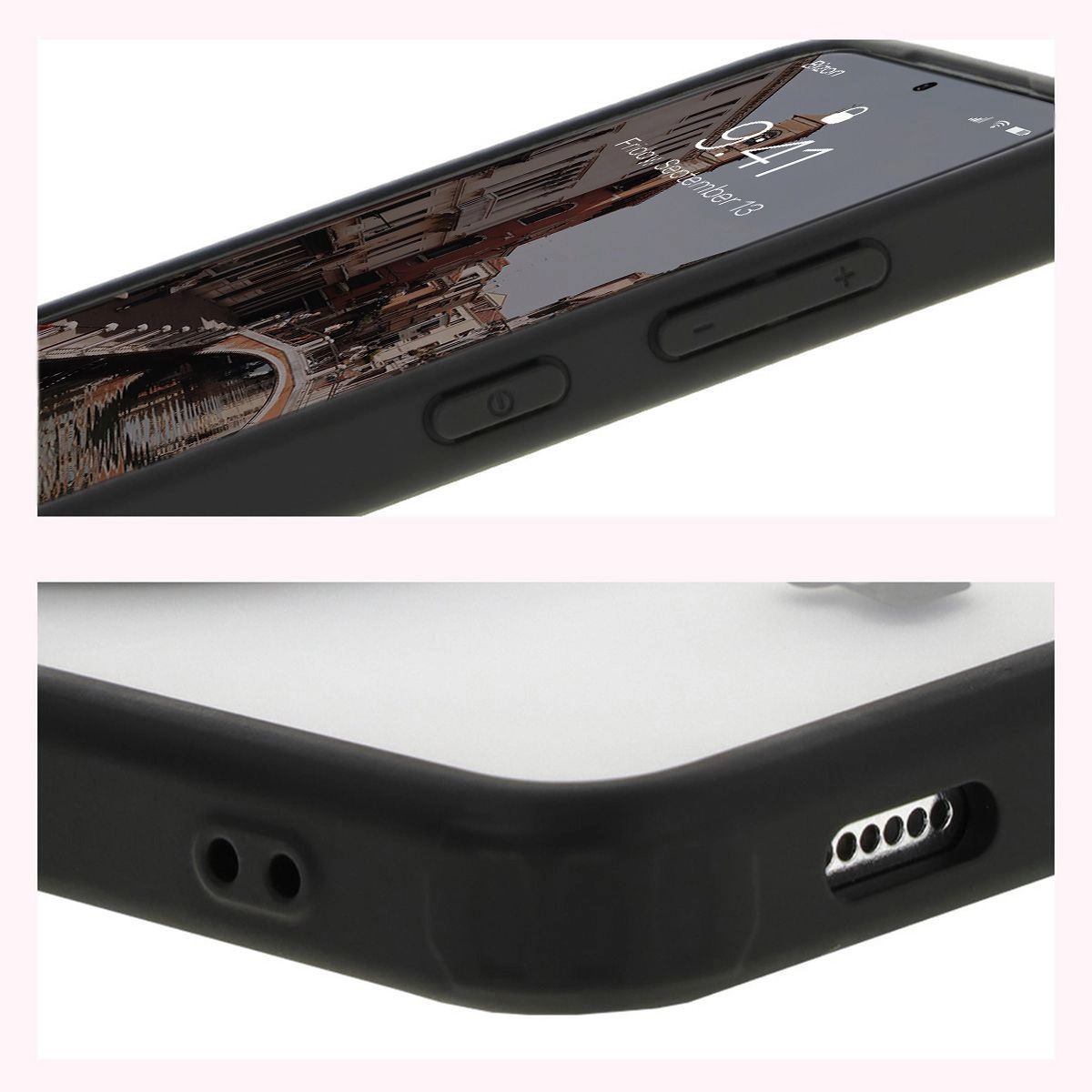 Etui Bizon MatteO z MagSafe do Galaxy S24 Półprzezroczyste z czarną ramką