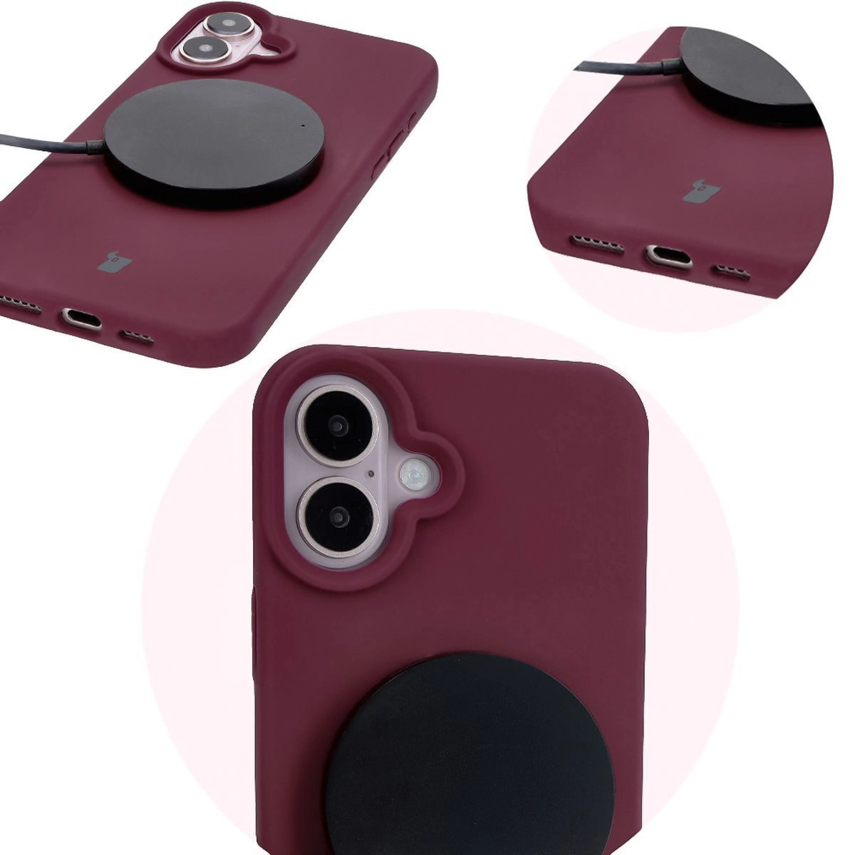 Etui Bizon Silikonowe Soft do iPhone 16 Ciemno-fioletowy