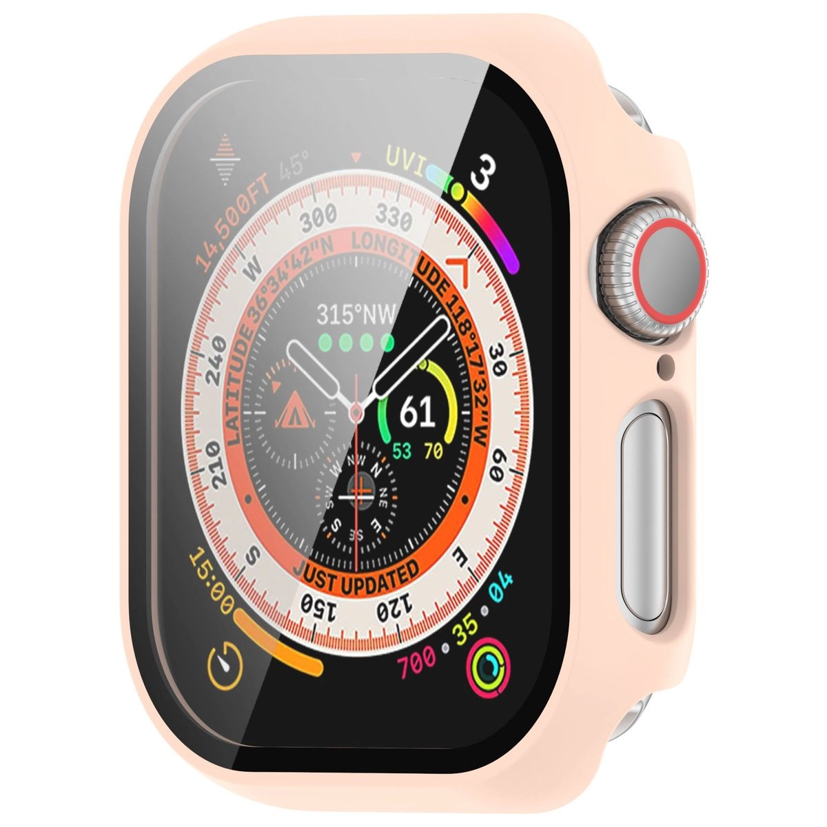 Nakładka na tarczę Bizon ze szkłem do Apple Watch 10 42mm Różowy