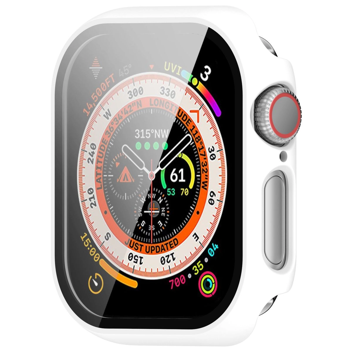Nakładka na tarczę Bizon ze szkłem do Apple Watch 10 42mm Biały