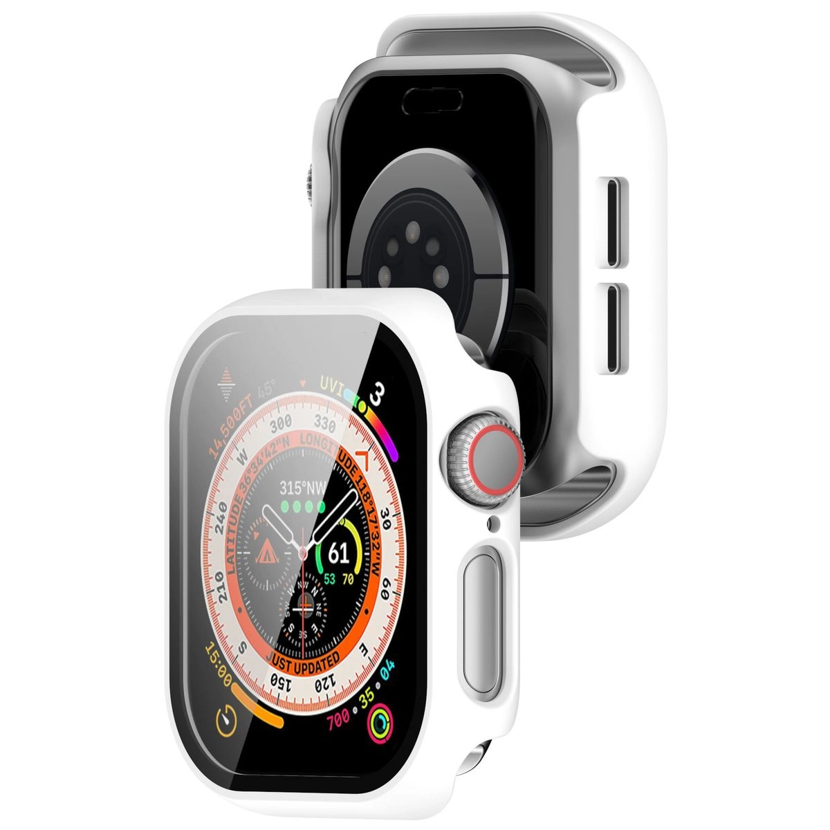 Nakładka na tarczę Bizon ze szkłem do Apple Watch 10 42mm Biały