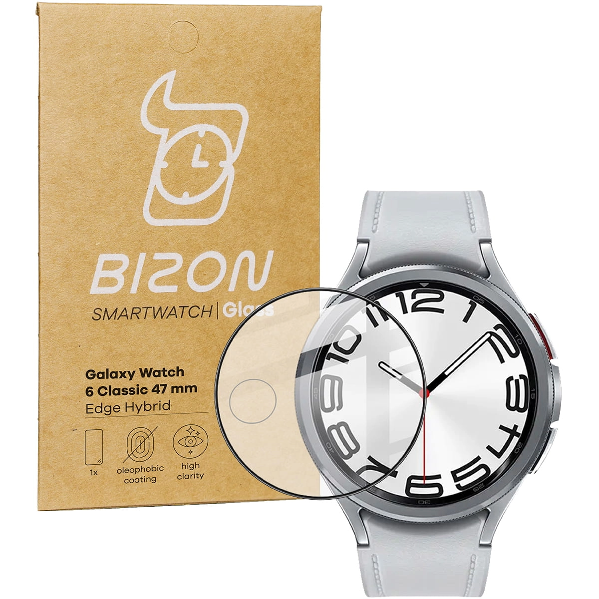 Szkło hybrydowe Bizon Edge Hybrid do Galaxy Watch 6 Classic 47mm