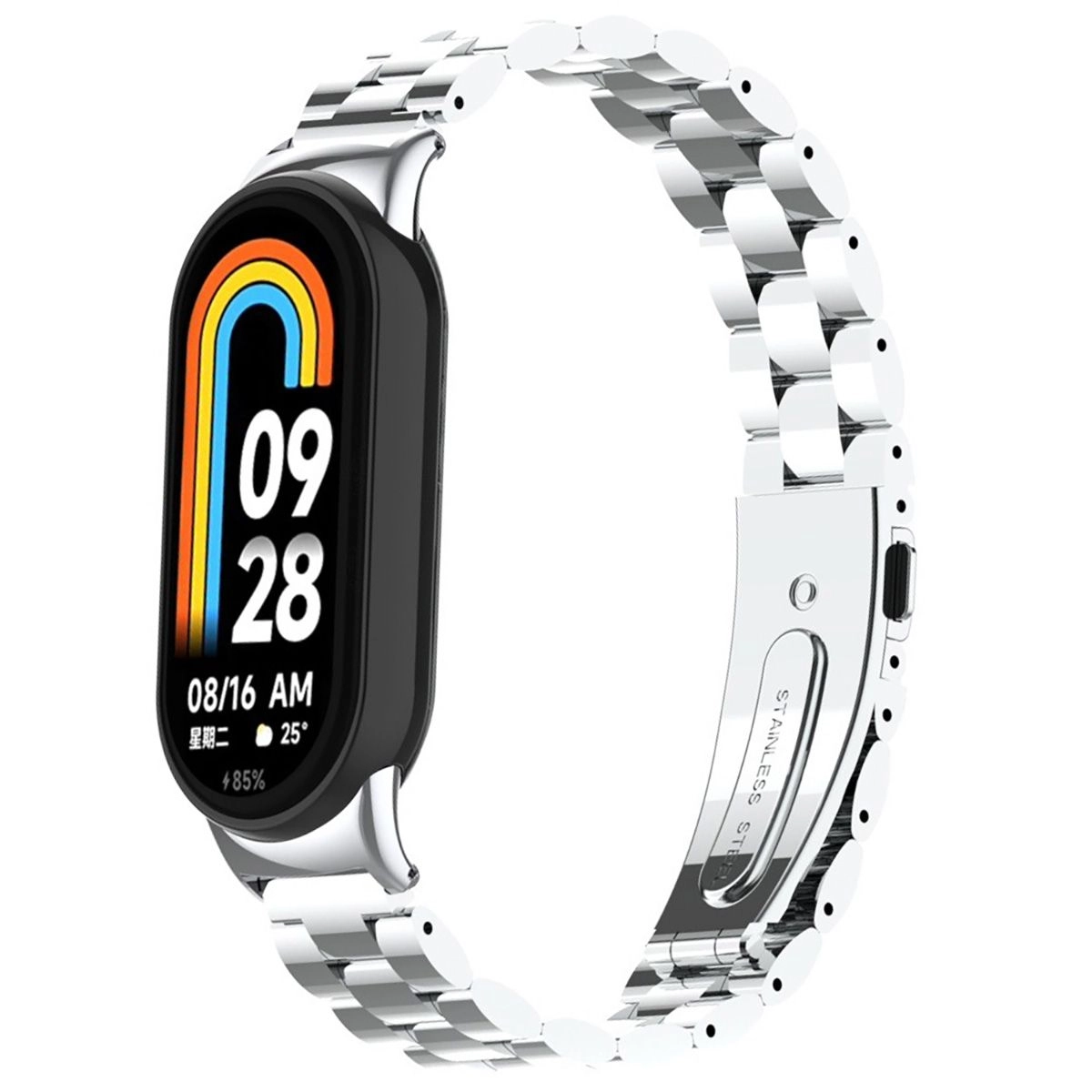 Bransoleta Bizon ze stali nierdzewnej Aura do Xiaomi Smart Band 9/9 NFC/8 Srebrny