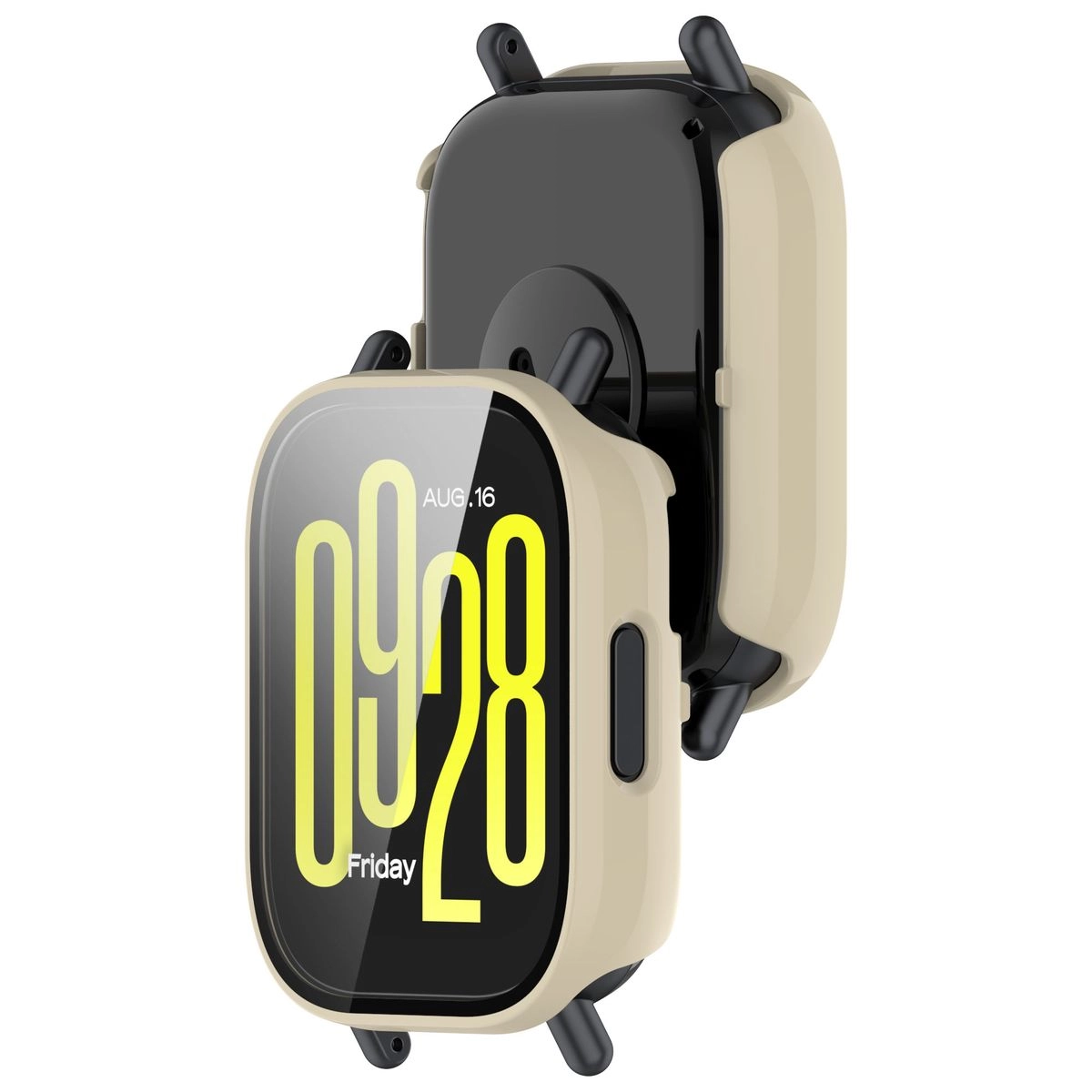 Nakładka na tarczę Bizon ze szkłem do Xiaomi Redmi Watch 5 Lite Beżowy