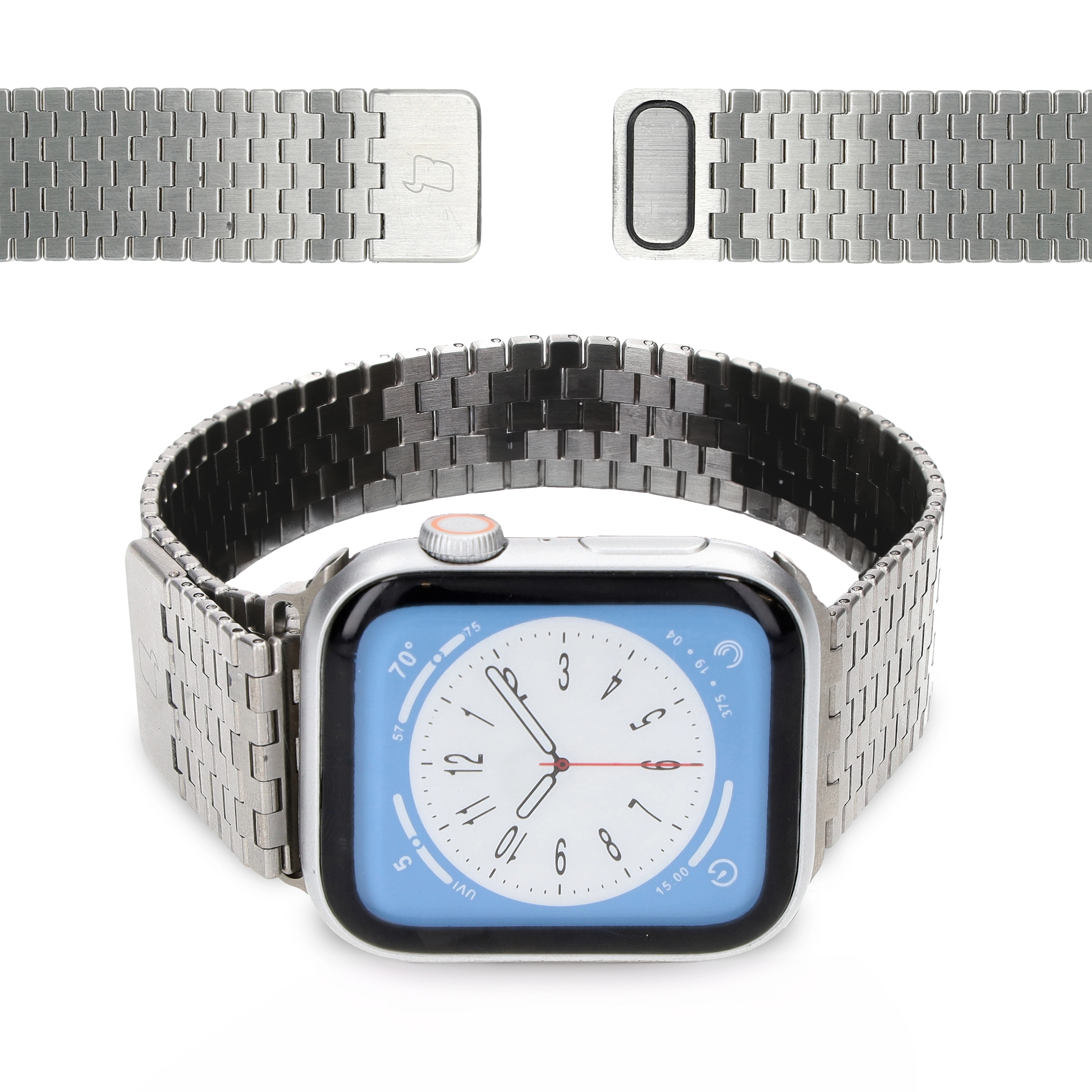 Bransoleta Bizon ze stali nierdzewnej Titanium do Apple Watch 44/45/46/49mm Srebrny