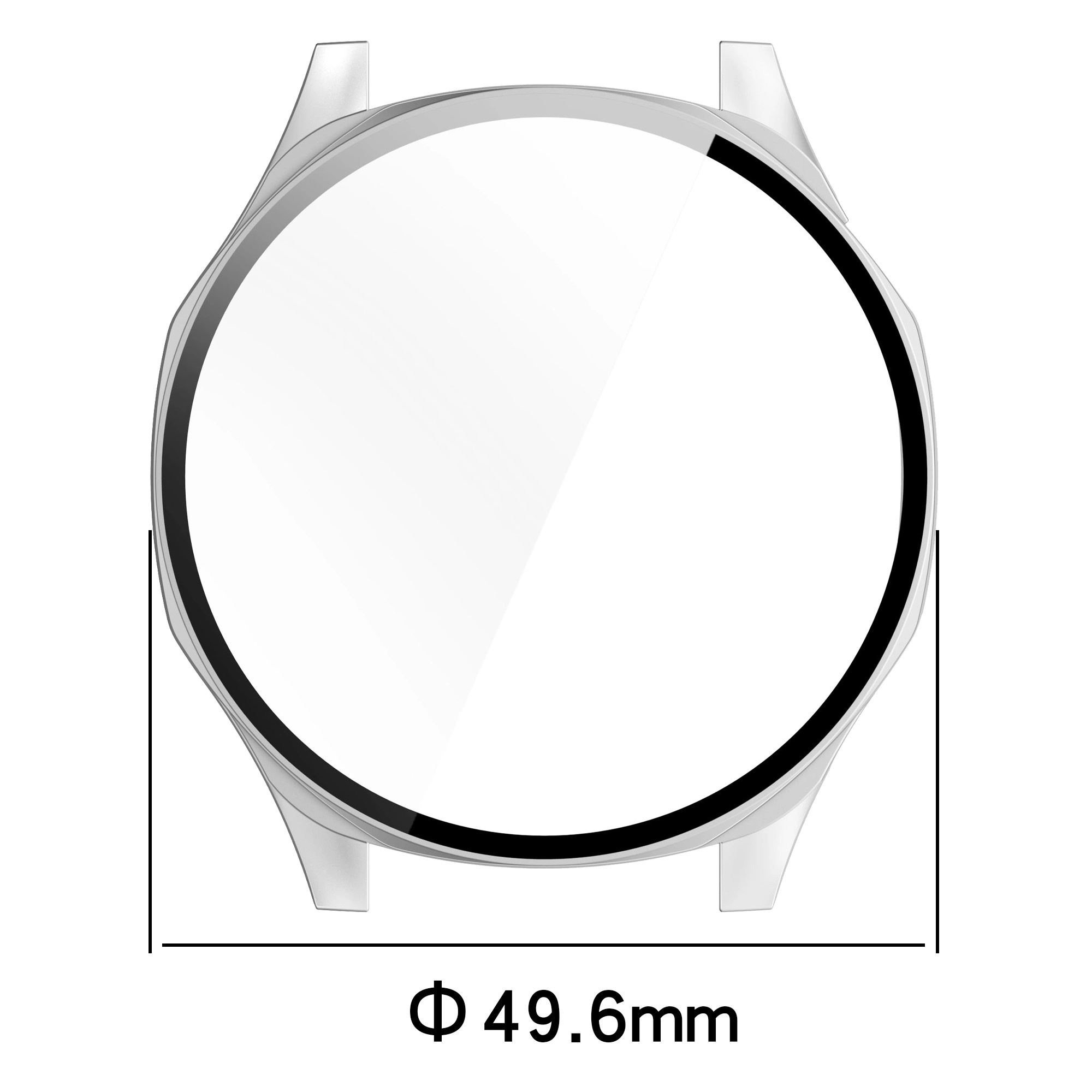 Nakładka na tarczę Bizon ze szkłem do Huawei Watch GT 5 46mm Satynowo srebrny