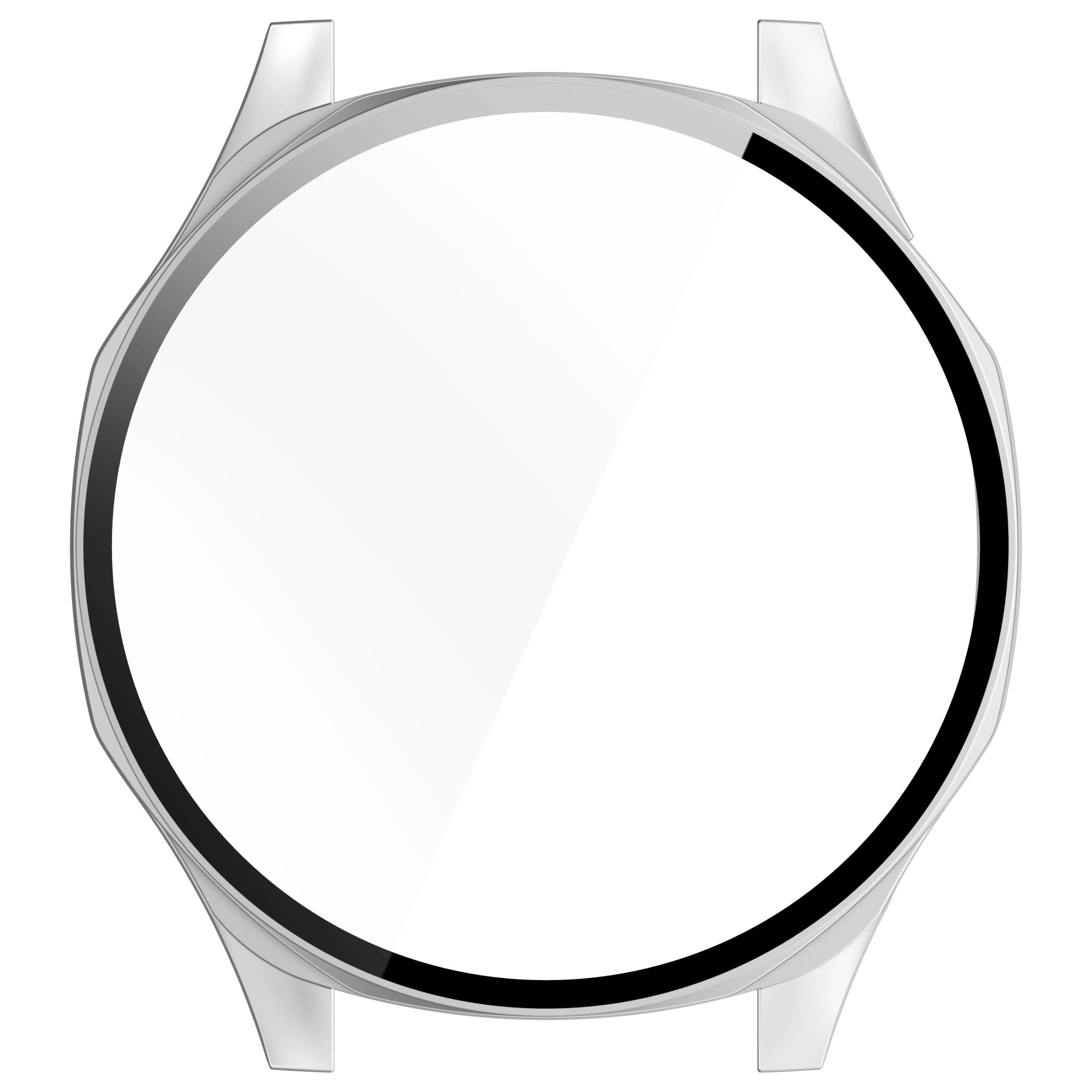 Nakładka na tarczę Bizon ze szkłem do Huawei Watch GT 5 46mm Satynowo srebrny