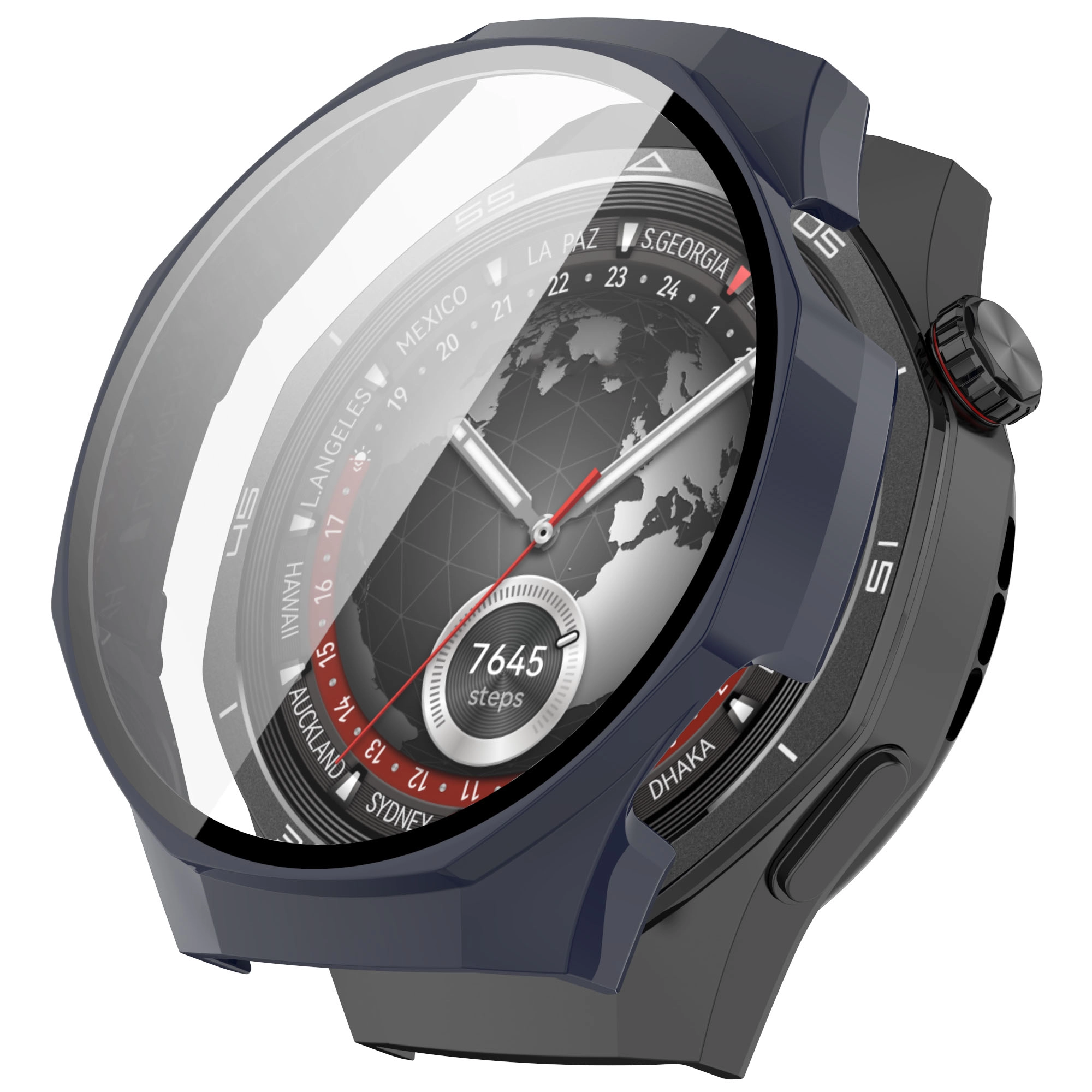 Nakładka na tarczę Bizon ze szkłem do Huawei Watch GT5 Pro 46mm Niebieski