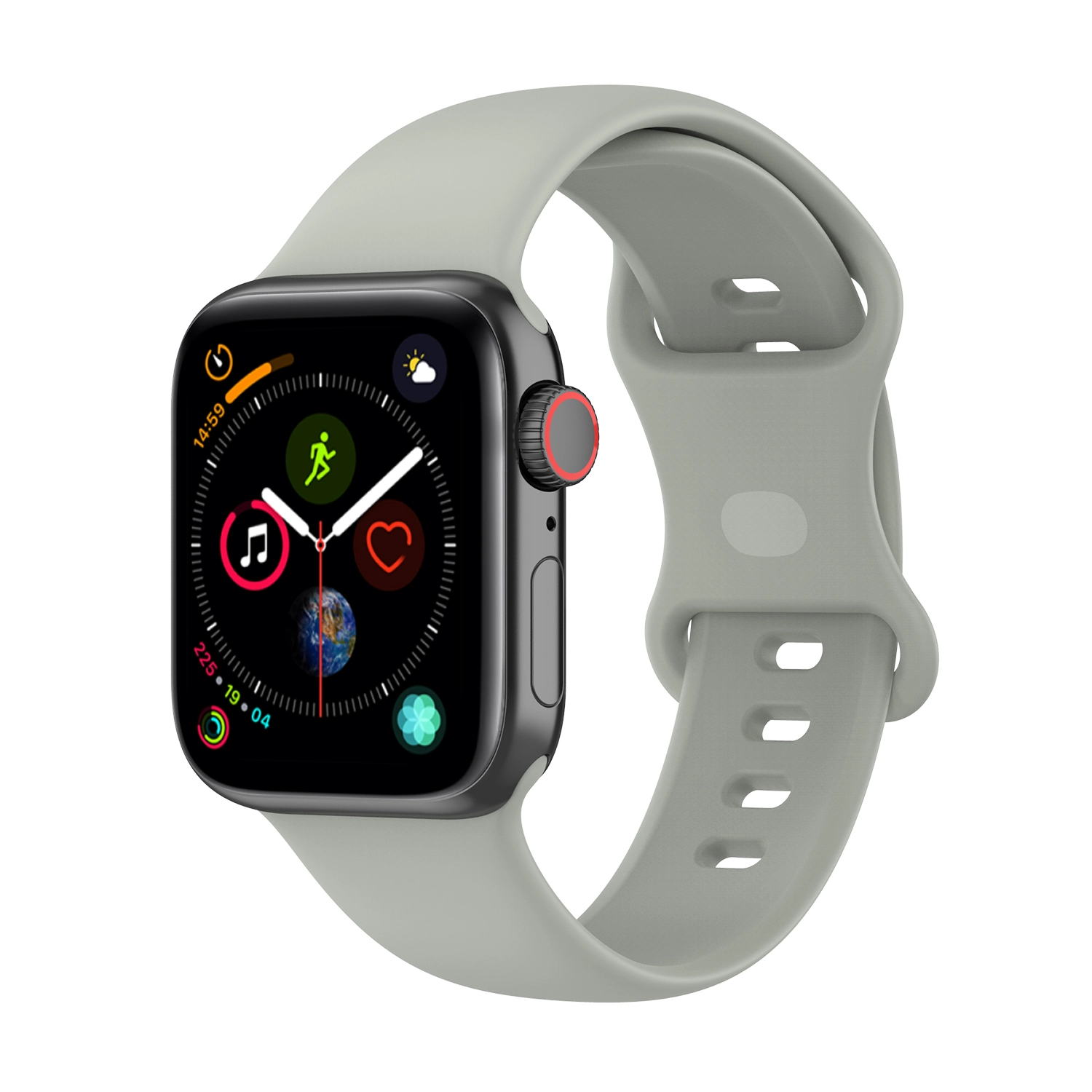 Pasek Bizon Strap Watch Silicone S do Apple Watch 44/45/46/49mm Jasno-szary