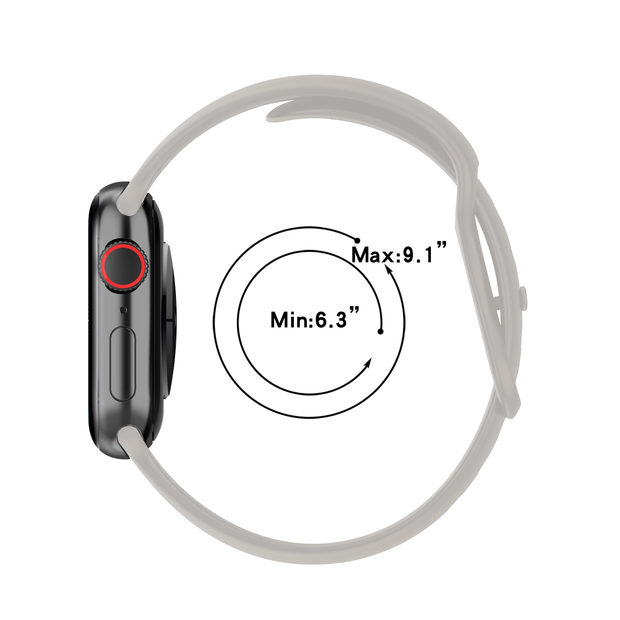 Pasek Bizon Strap Watch Silicone S do Apple Watch 44/45/46/49mm Jasno-szary