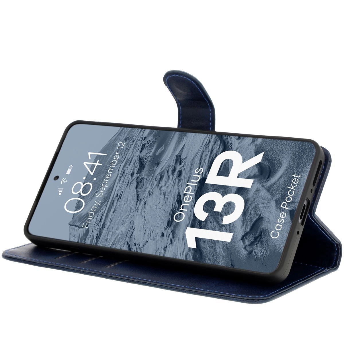Etui Bizon z klapką Pocket do OnePlus 13R Granatowy