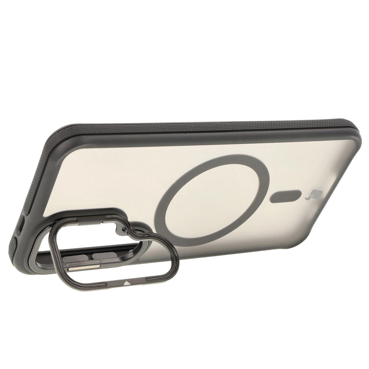 Etui Bizon Eclipse z MagSafe i podstawką do Galaxy S25/S24 Przydymione z czarną ramką