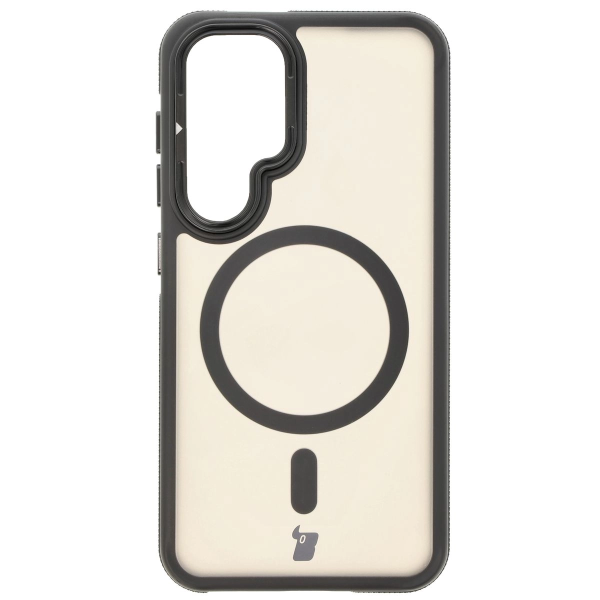 Etui Bizon Eclipse z MagSafe i podstawką do Galaxy S25/S24 Przydymione z czarną ramką