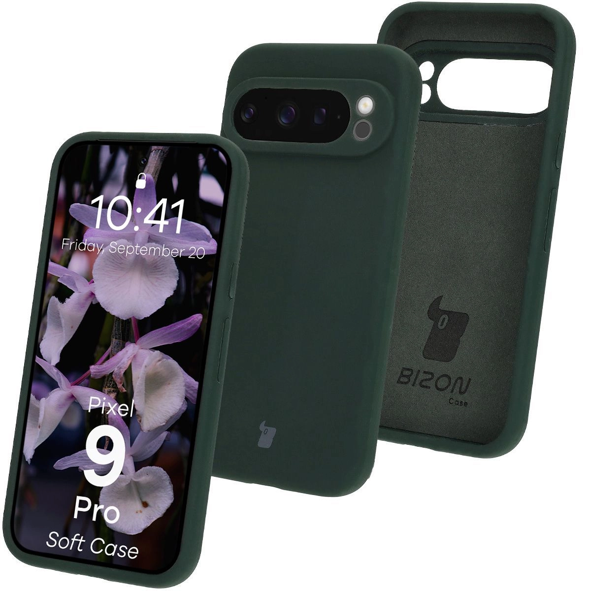 Etui Bizon Silikonowe Soft do Google Pixel 9 Pro Ciemnozielony