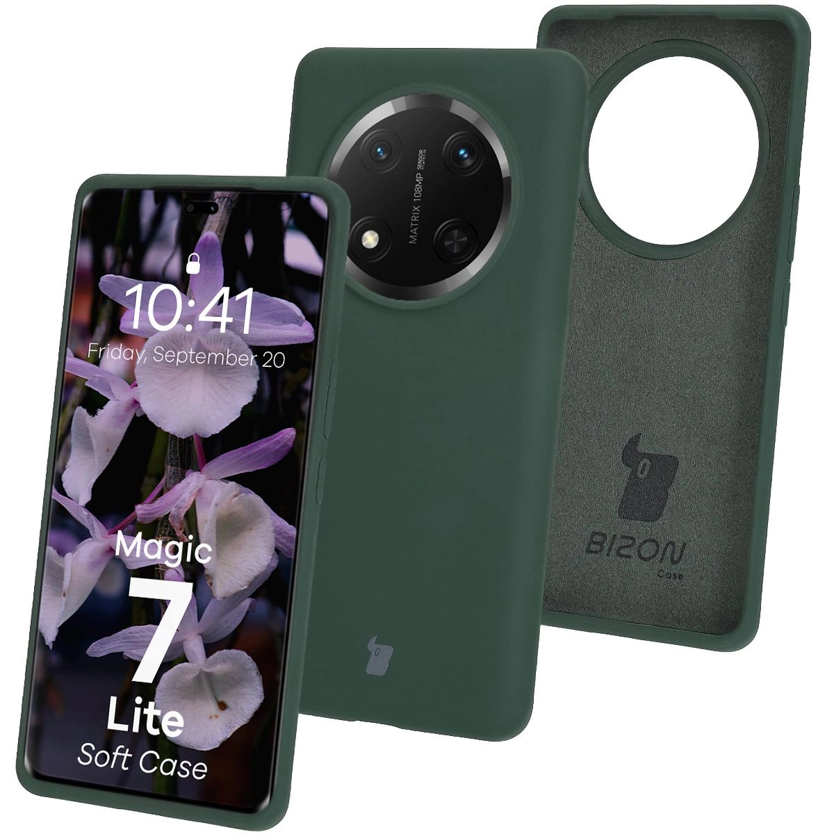 Etui Bizon Silikonowe Soft do Honor Magic7 Lite Ciemnozielony