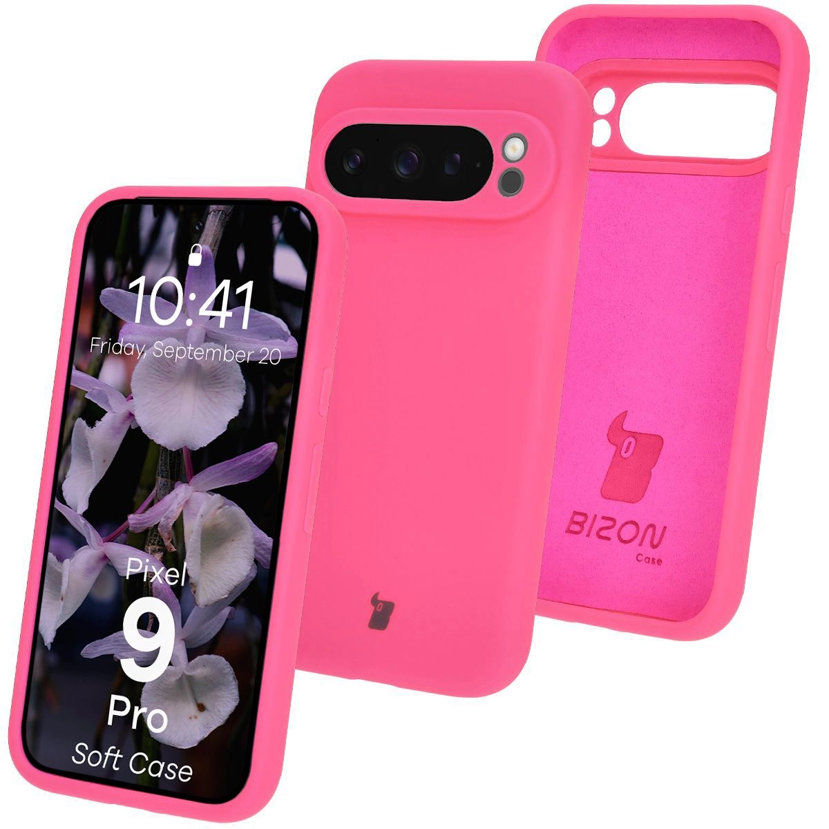 Etui Bizon Silikonowe Soft do Google Pixel 9 Pro Neonowo-różowy